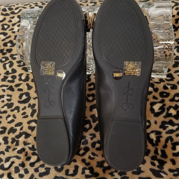 Jessica Simpson Flats Ballet Bow Gold Trim 7.5 - Picture 6 of 8